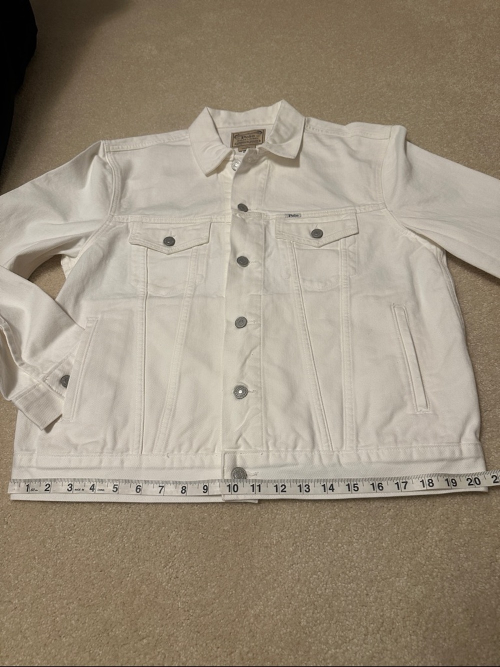 Polo by Ralph Lauren Men's White Denim Trucker Jacket Size L - Picture 8 of 13